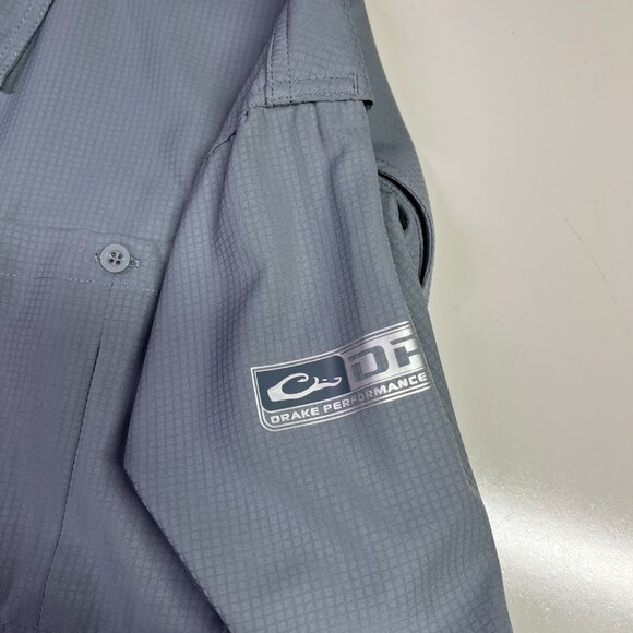 Drake Performance Fishing DPF Men's M Grey Long Sleeve Shirt Vented Pockets - Picture 4 of 12